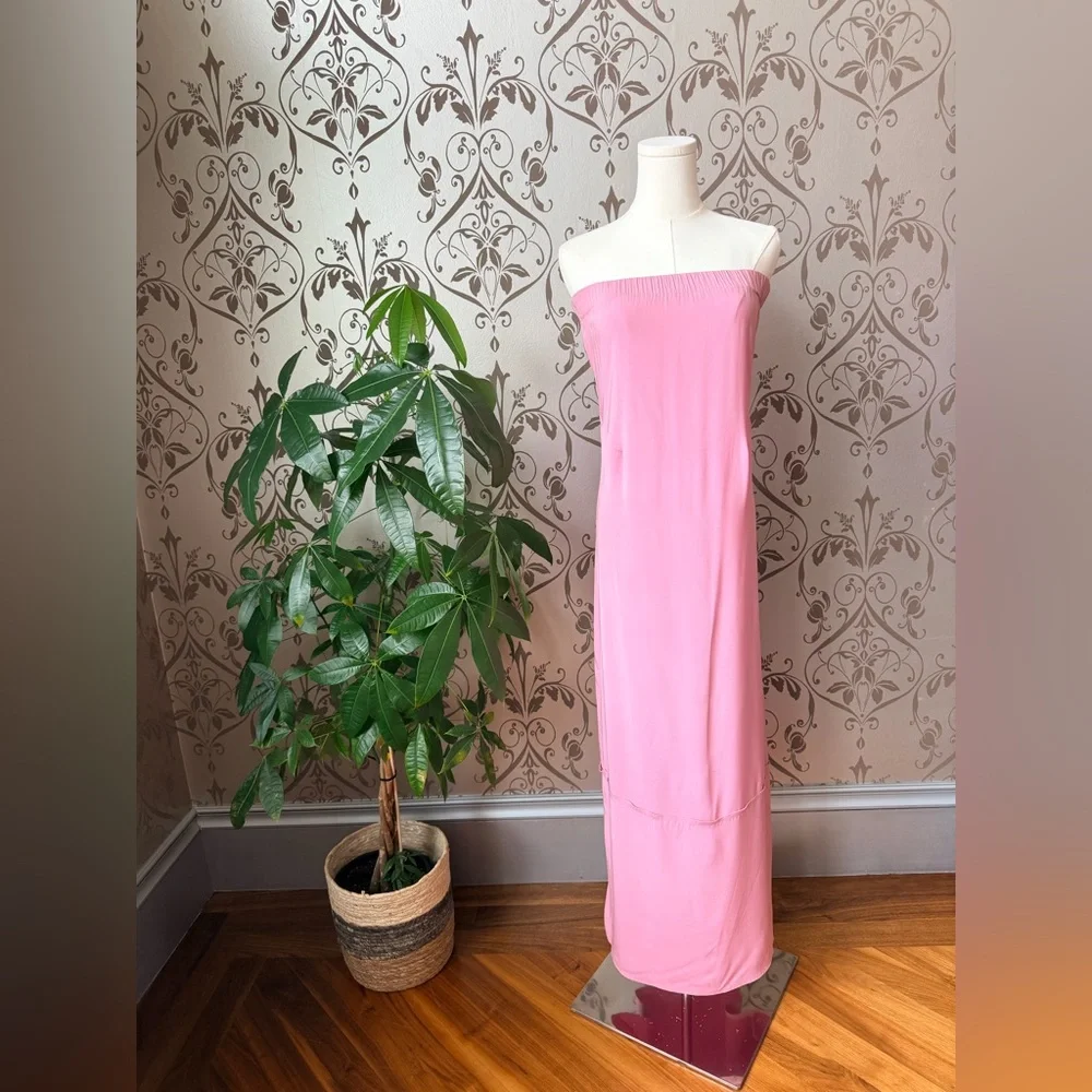 AKA New York Silk Strapless Maxi Dress XS Open Back Bow Pink (optional) - Picture 3 of 8